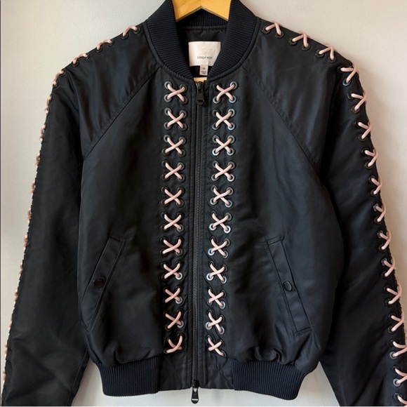 cinq a sept Jackets & Blazers - Cinq A Sept Black Bomber Jacket Lace Up